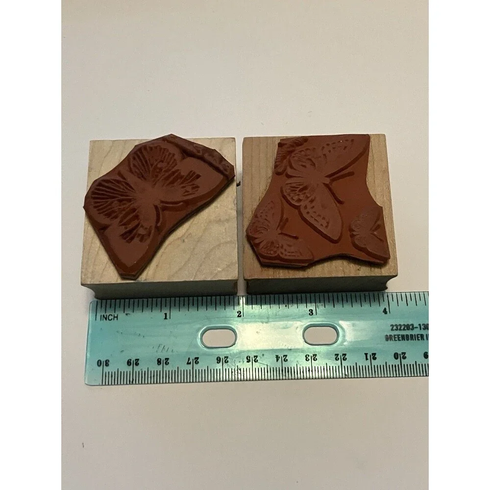 Hero Arts Rubber Stamps Butterflies Petite Prints set of 2 wood mount